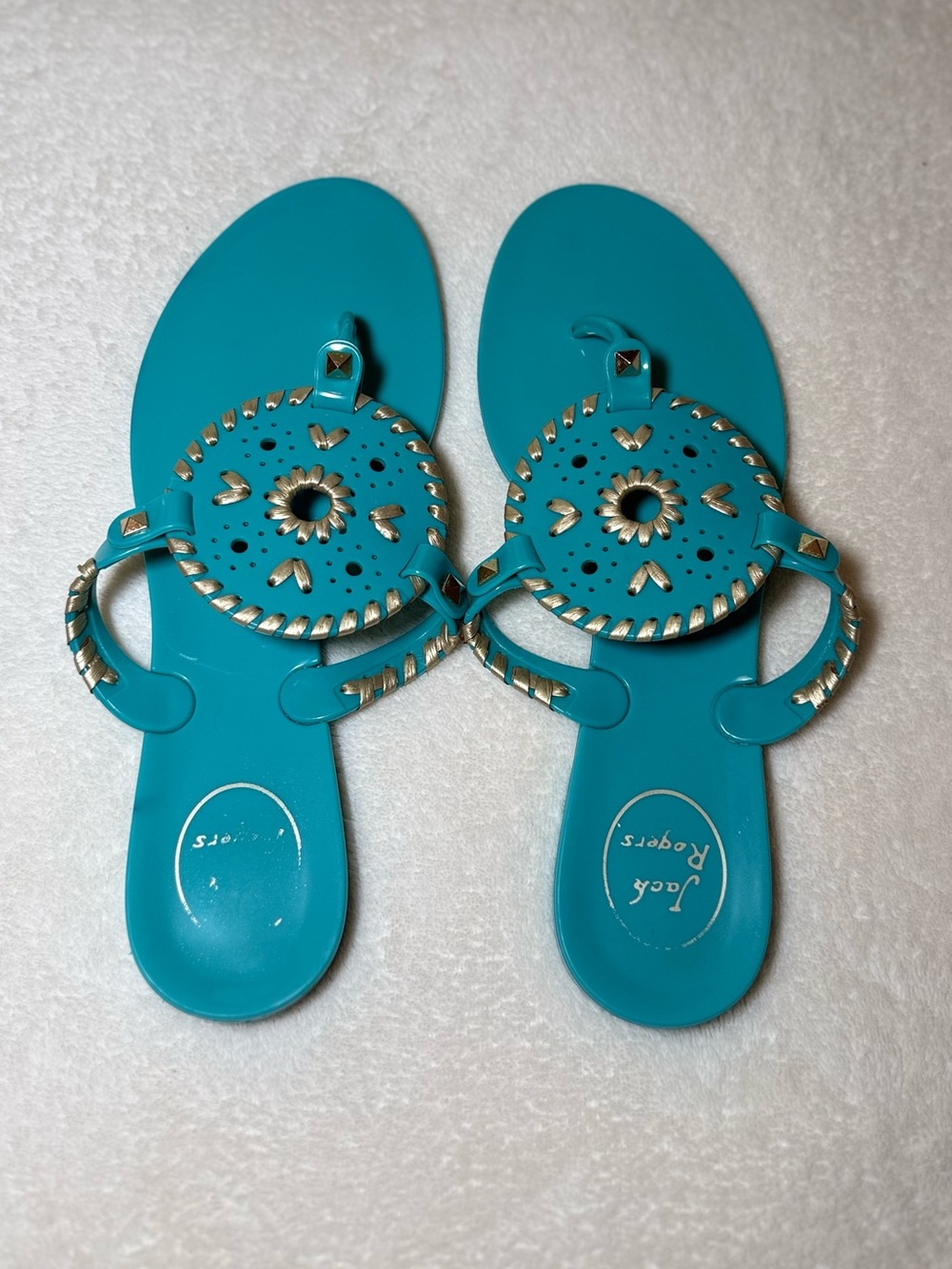 Jack Rogers Turquoise Georgica Jelly Sandals - Size: 8